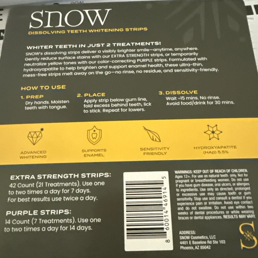 SNOW Dissolving Teeth Whitening Strips 42 Extra Strength + 14 Brightening
